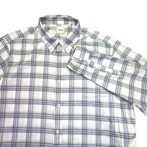 ROWM Button Down Shirt Men's Size‎ XL Blue White Plaid Long Sleeve Stretch